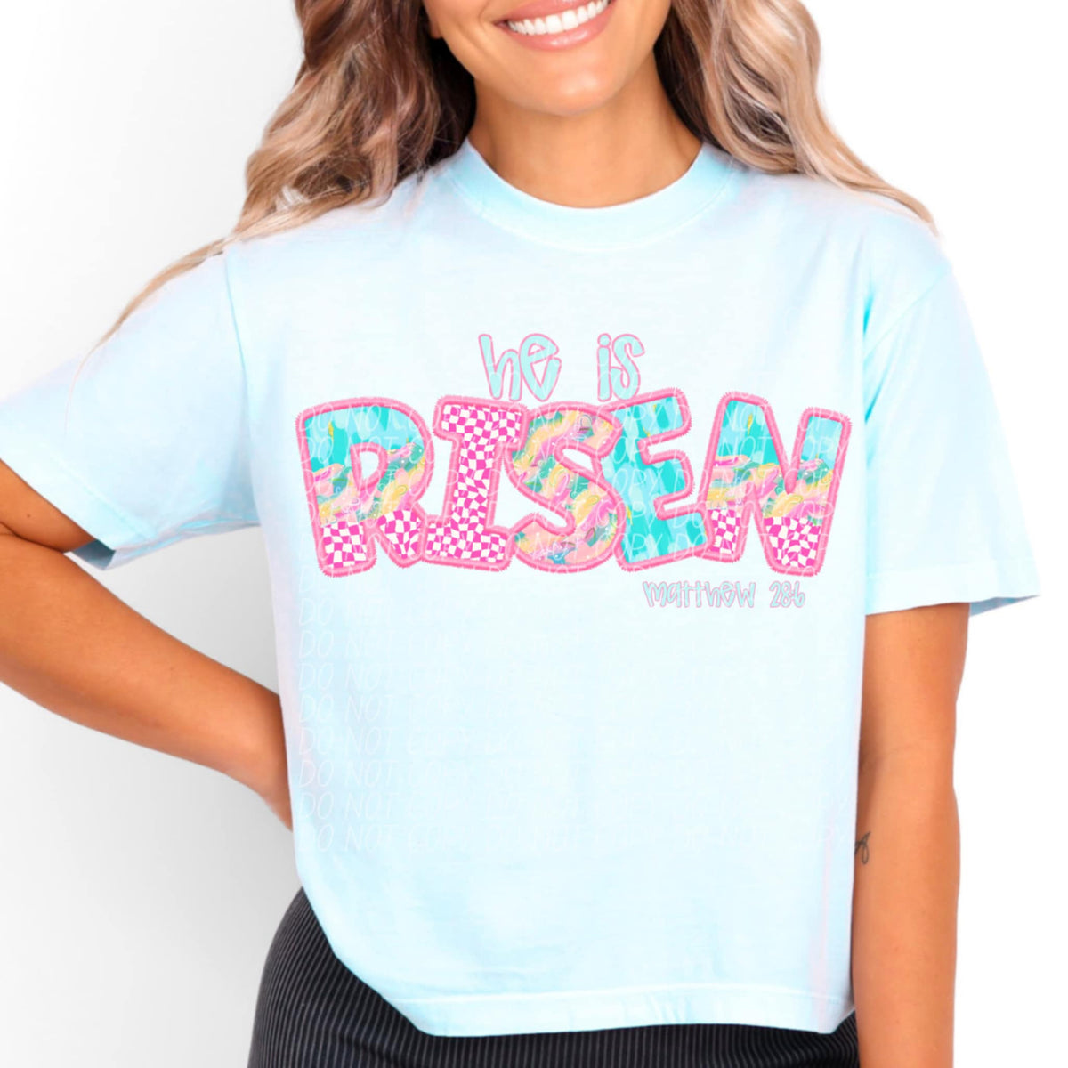 He is risen pink checkered (CITY) 97064 DTF transfer