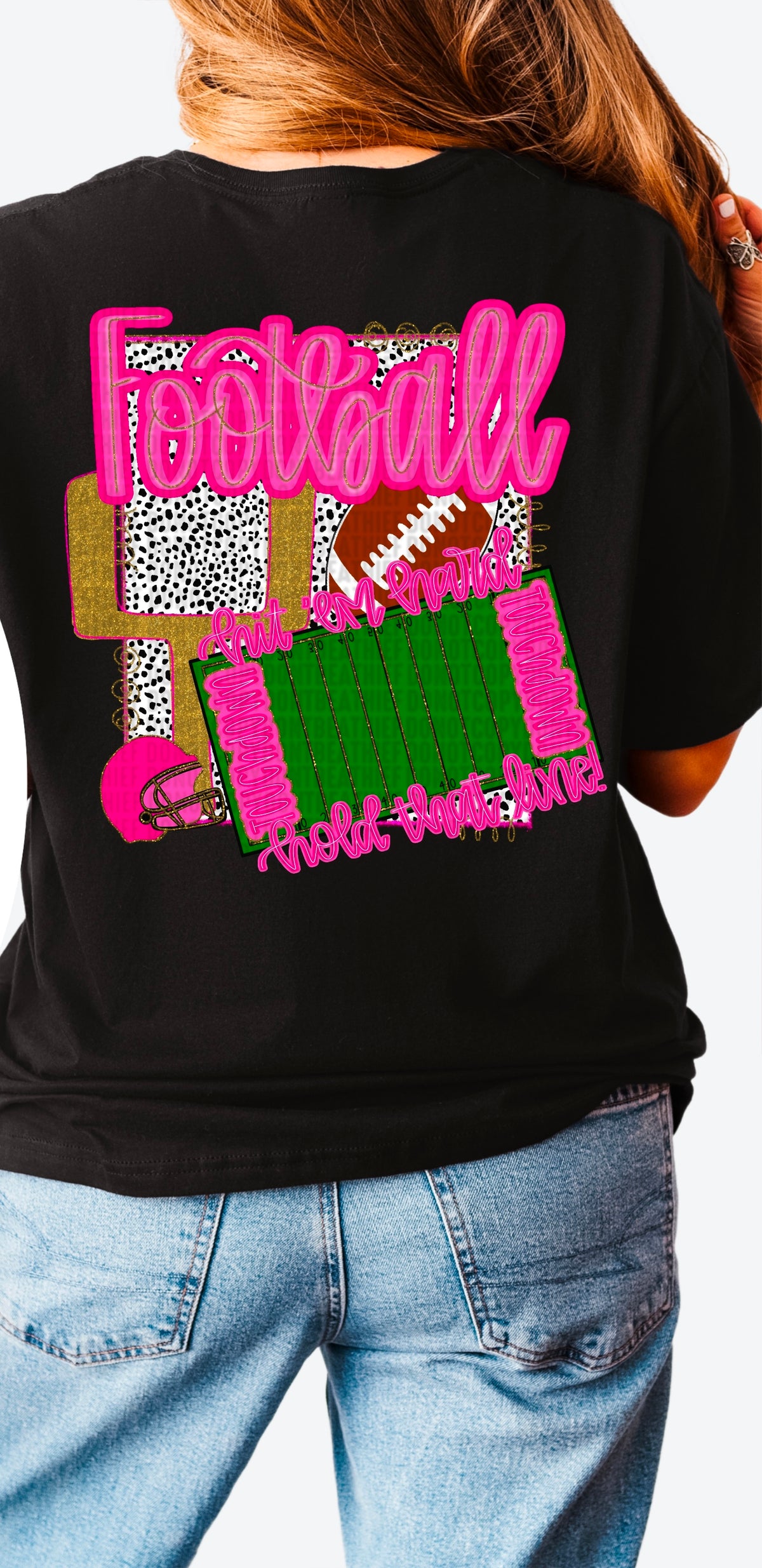 Football hold that line pink font 90467 DTF transfer