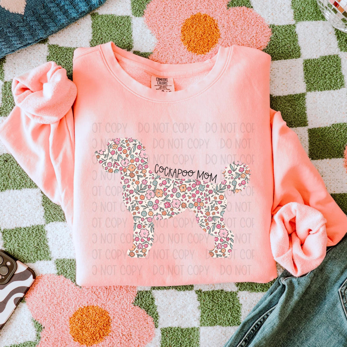 Cockapoo mom floral puppy (SWD) 87046 DTF transfer