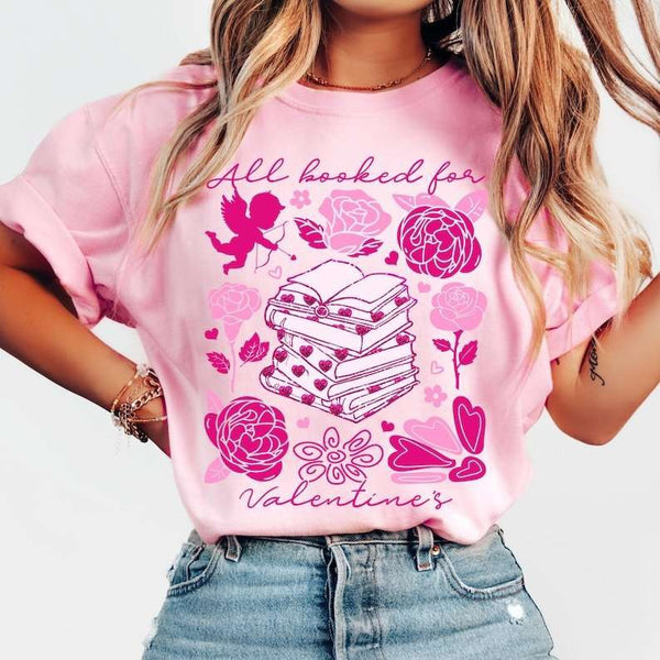 All booked for valentines pink books 77705 DTF transfer