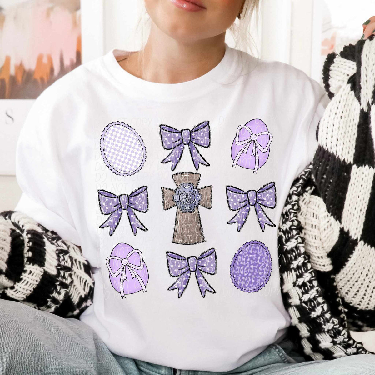 Purple Easter collage with cross (CITY) 85027 DTF transfer