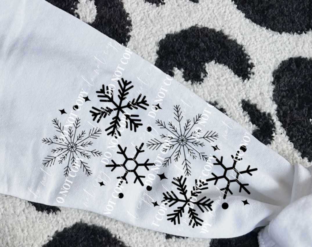 Black snowflake sleeve 62764 DTF transfer
