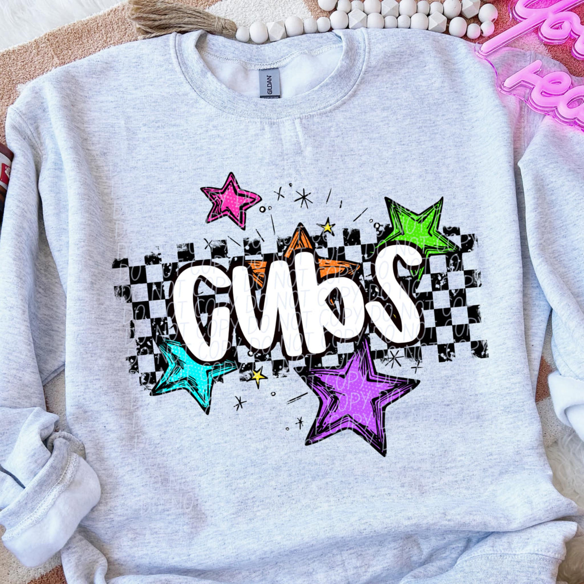 Cubs Mascot Rainbow Stars CITY DTF TRANSFER