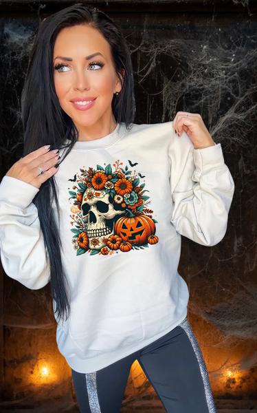 Hippie Skelly Skull Head Fall Flowers 49411 DTF transfer