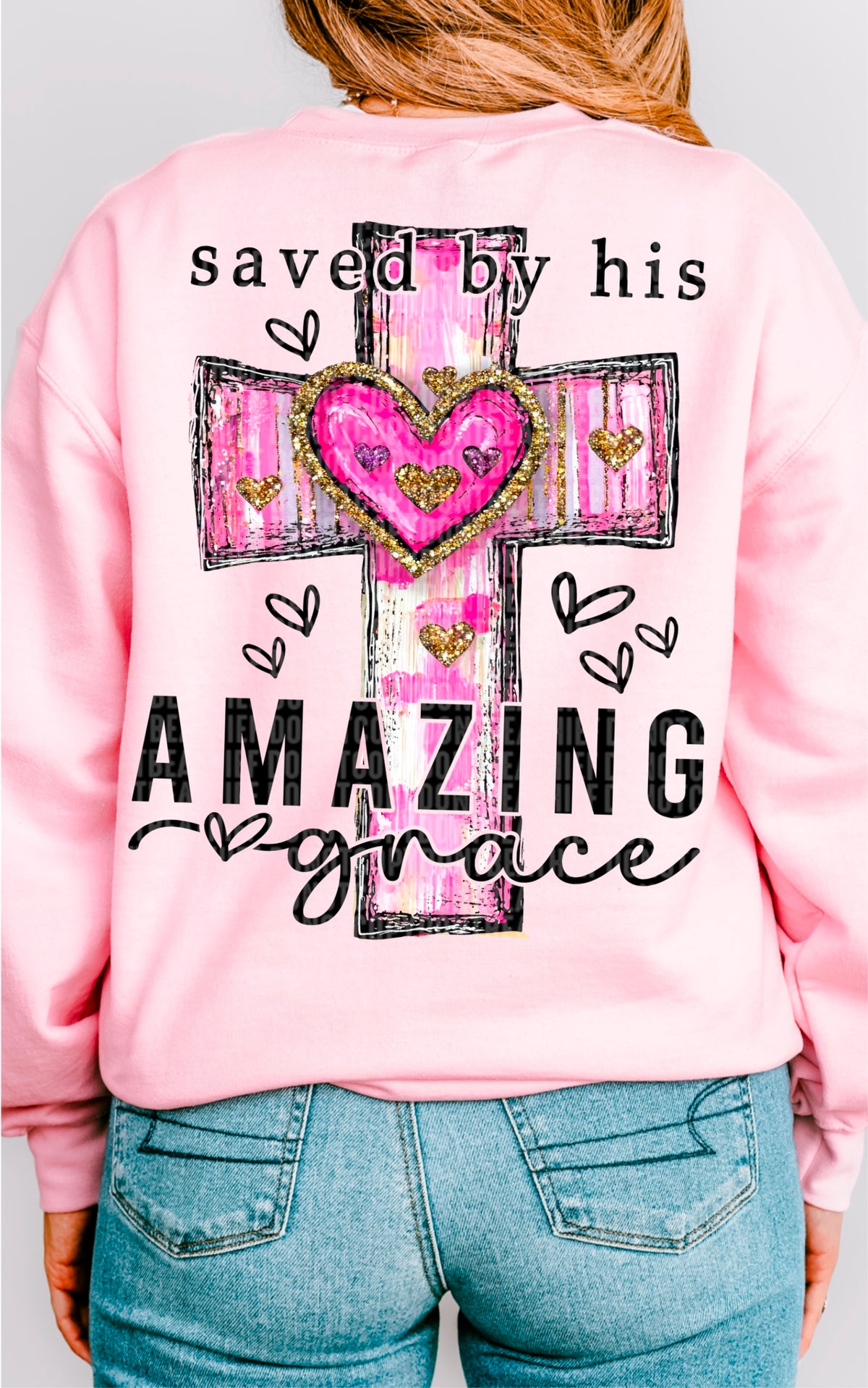 Amazing grace pink cross 93339 DTF transfer