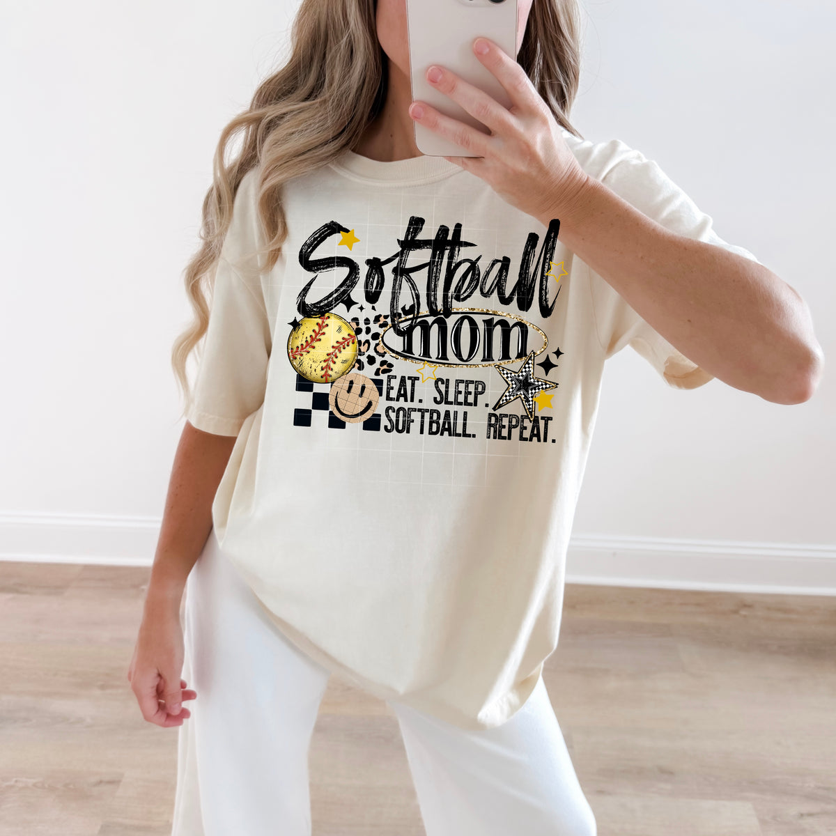 Softball Mom eat sleep repeat (CSC) DTF transfer
