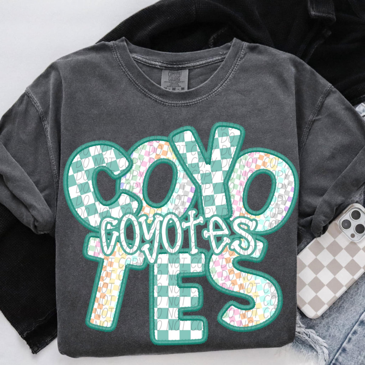 Coyotes blue and colorful checkered (CITY) 85511 DTF transfer