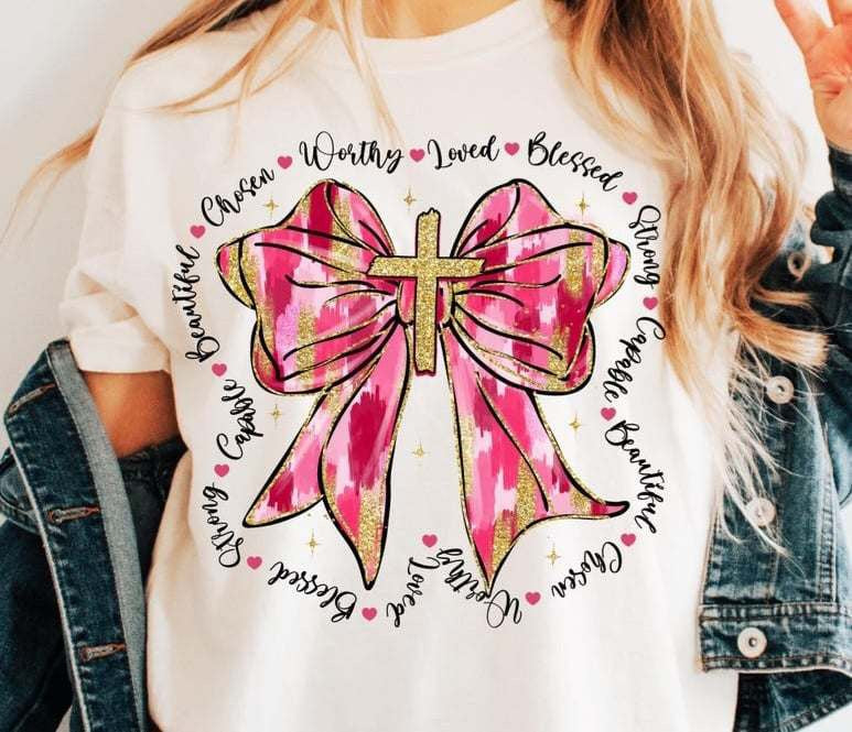 Worthy loved blessed valentine bow 75882 DTF transfer