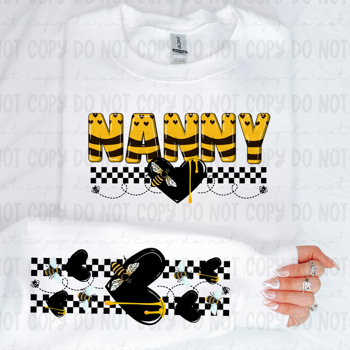 Nanny honey bee patterned FRONT (REVEL) 91258 DTF transfer