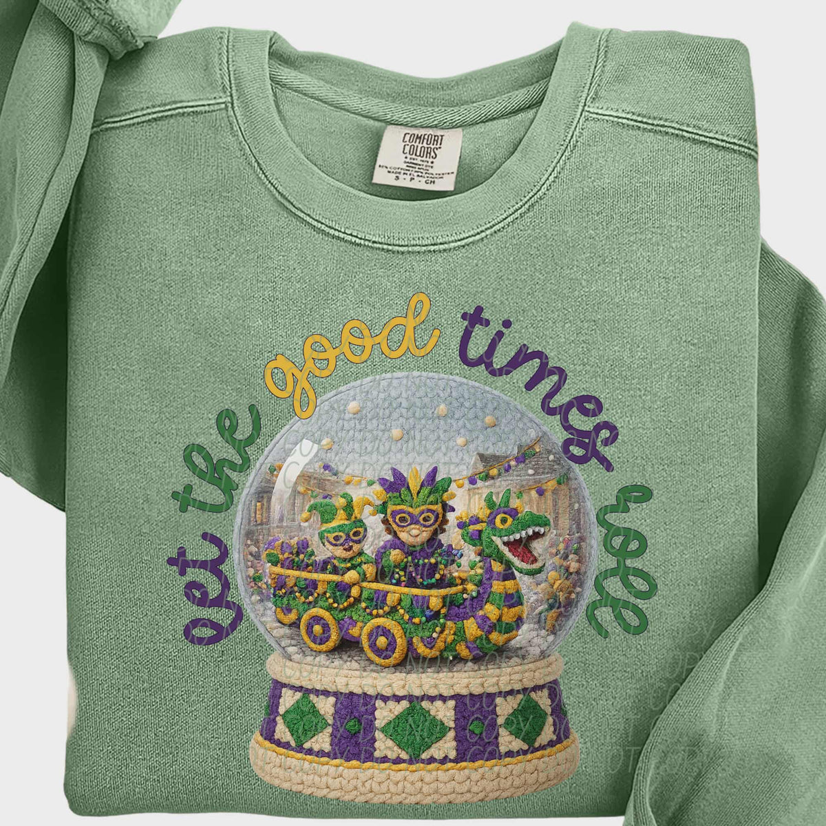 let the good times roll dragon snow globe (cursive) (city) DTF Transfer