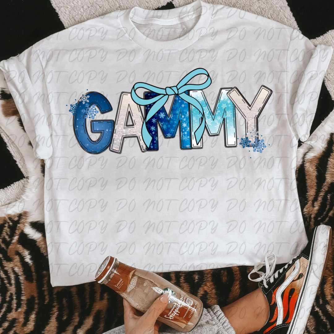 Gammy blue wrapping paper font (VINTAGE) 64130 DTF transfer