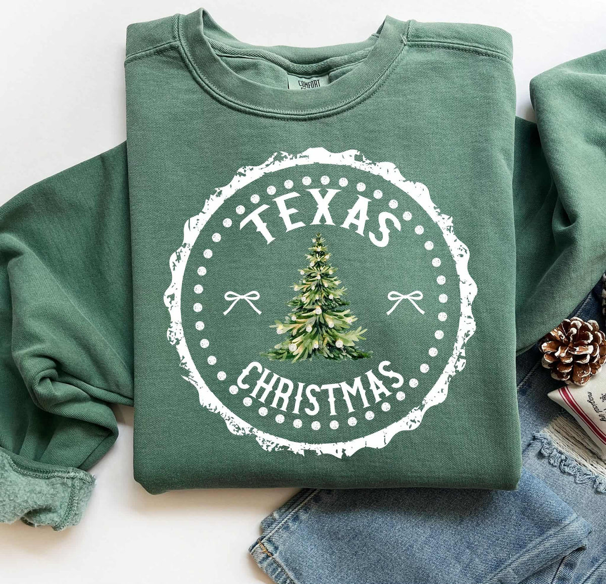 Texas Christmas Tree Circle (S&g) DTF Transfer