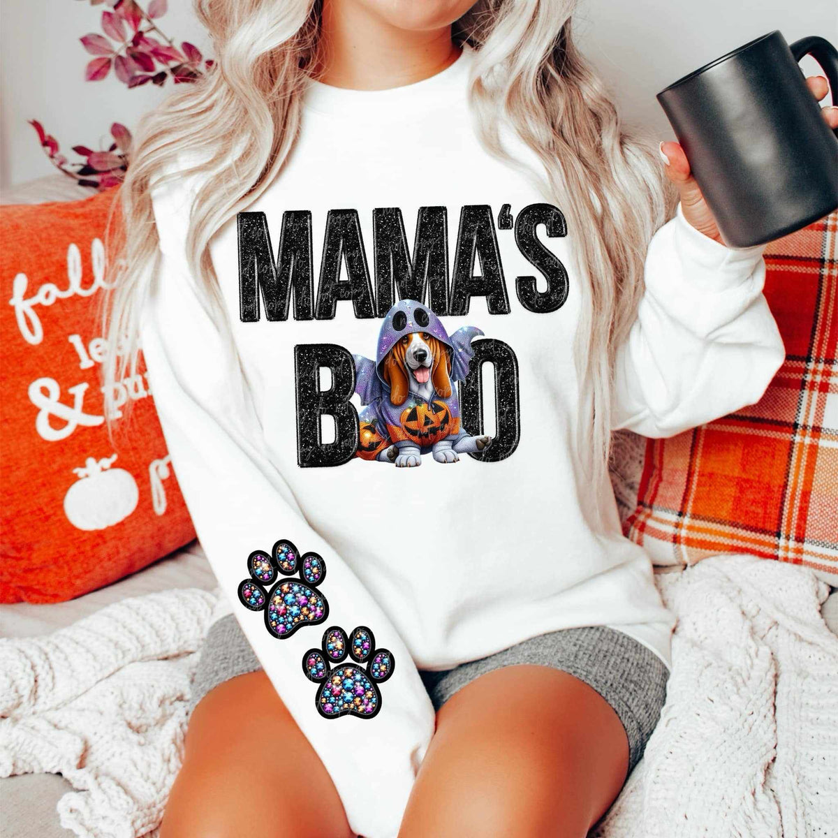 Mamas boo basset hound FRONT ONLY 52906 DTF transfer