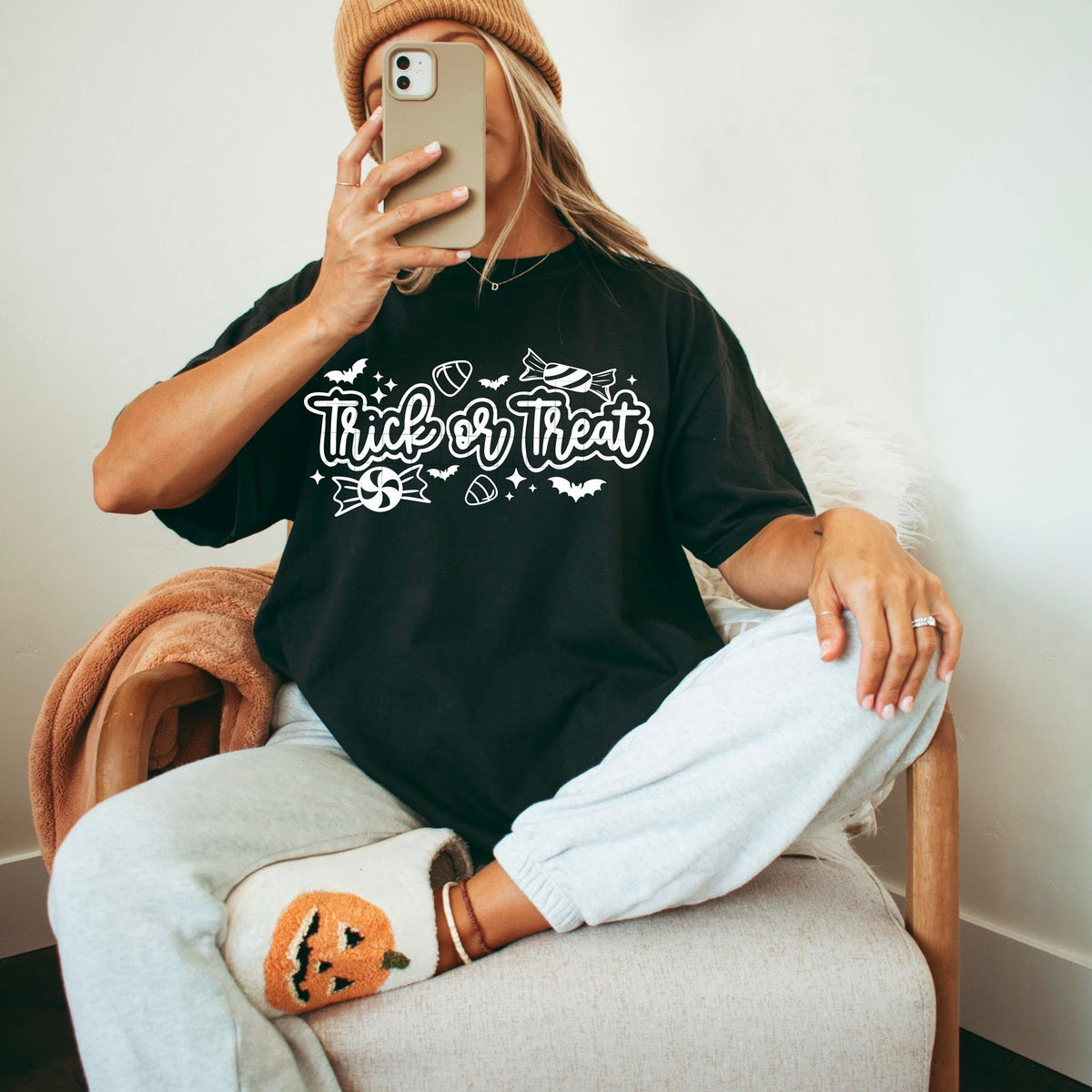 Trick Or Treat Outline WHITE CSC DTF transfer