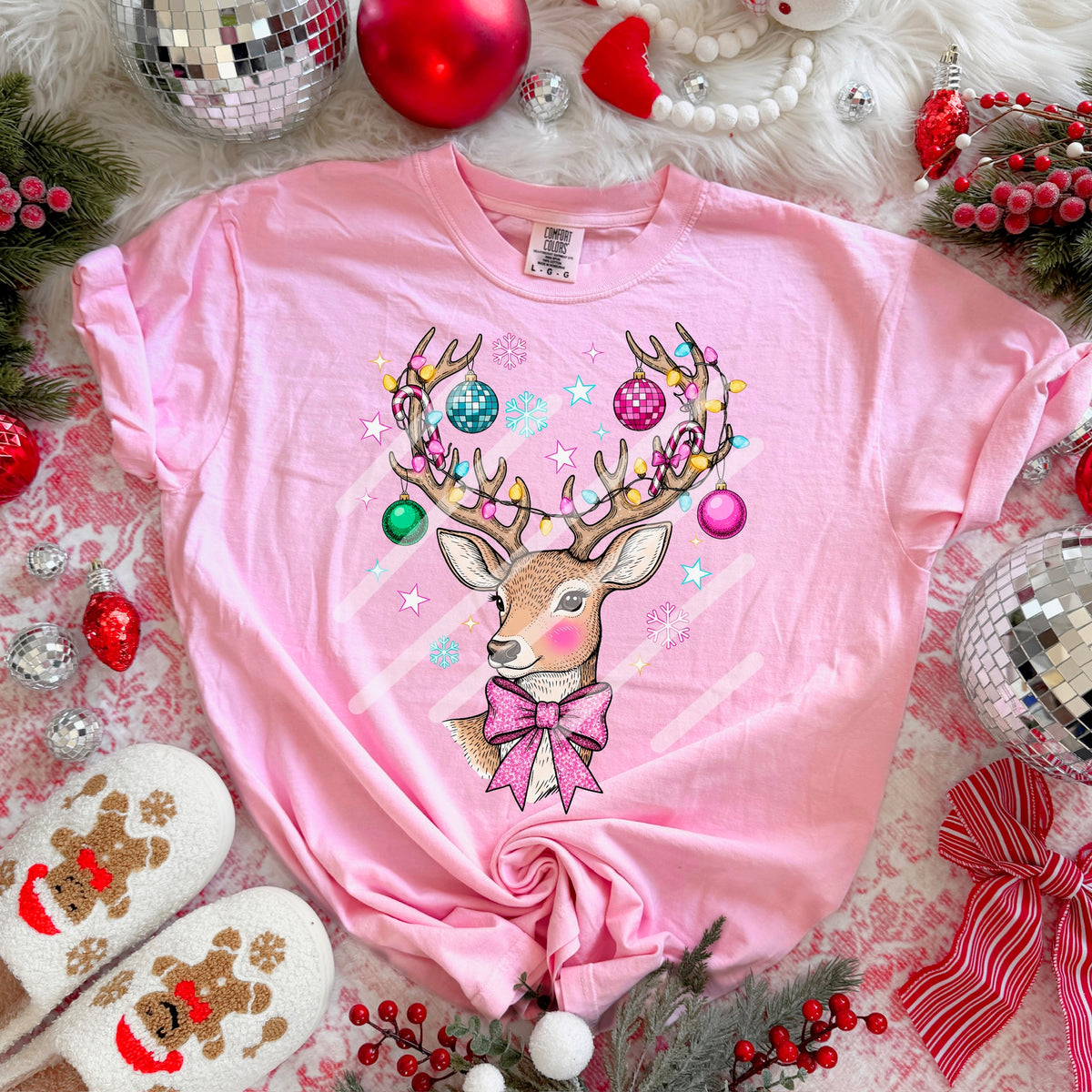 Reindeer and Ornaments 113761 DTF Transfer