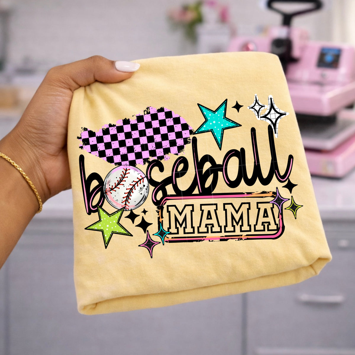 Baseball mama colorful with stars (CSC) DTF Transfer