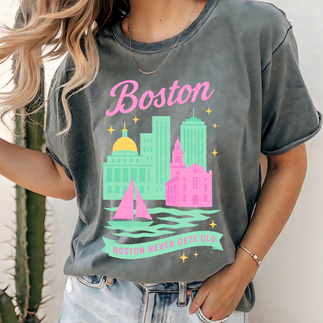 Boston City blue and pink (PARKER) DTF transfer