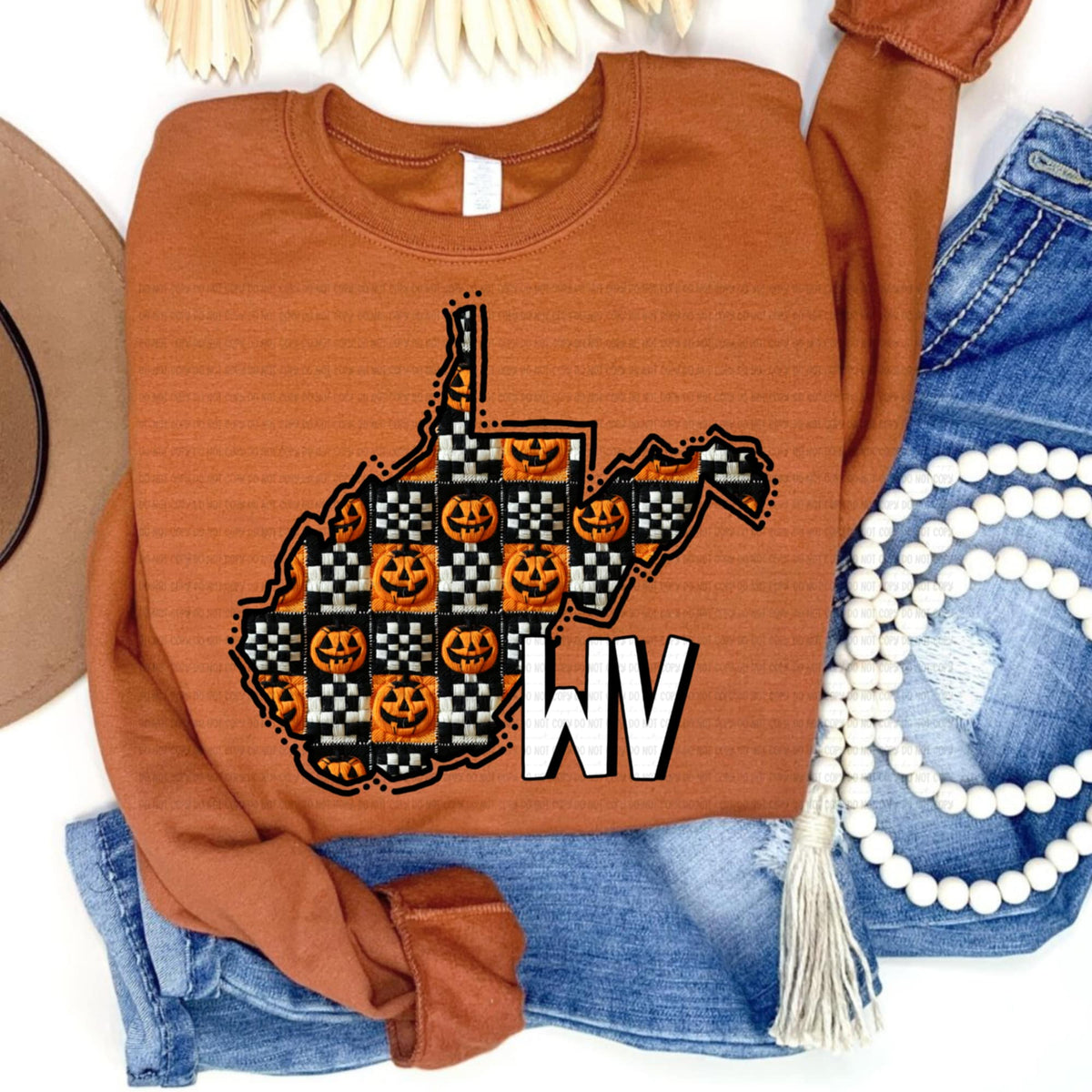 West Virginia pumpkin checker REVEL DTF transfer