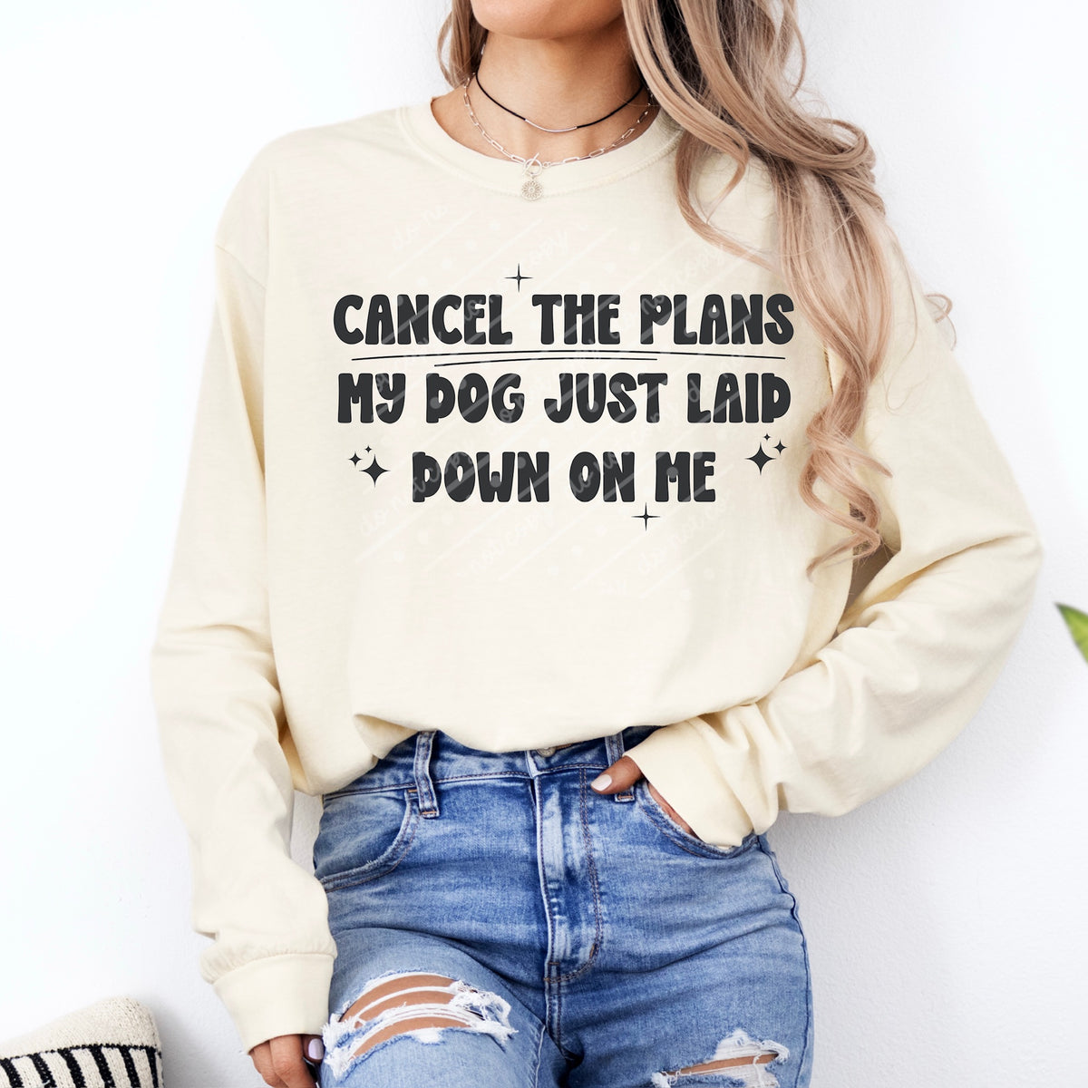 Cancel the plans my dog laid down on me BLACK (scarlow) DTF transfer