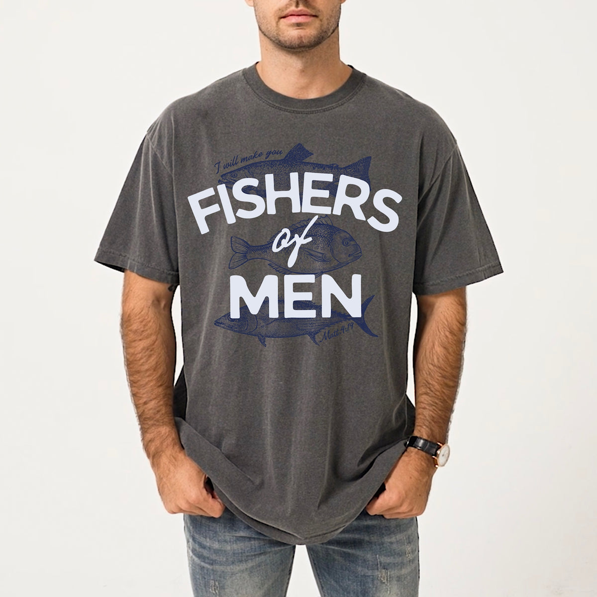 Fishers of men (blue and navy) DTF Transfer