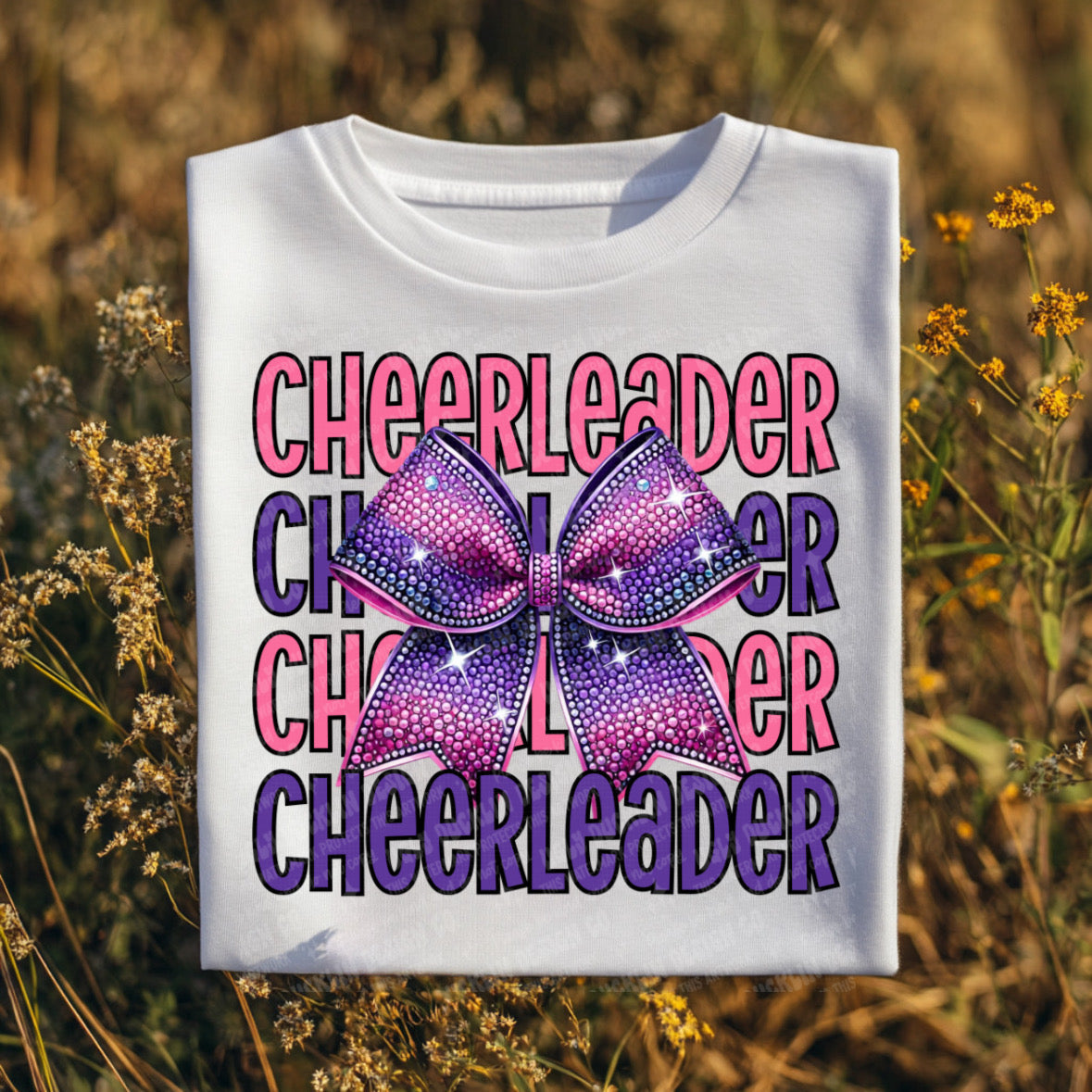 Cheerleader stacked purple and pink with bow (UDD) 68693 dtf transfer