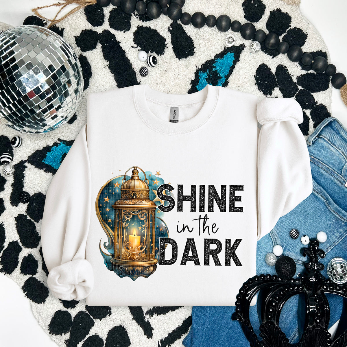 Shine in the dark black font 91658 DTF transfer