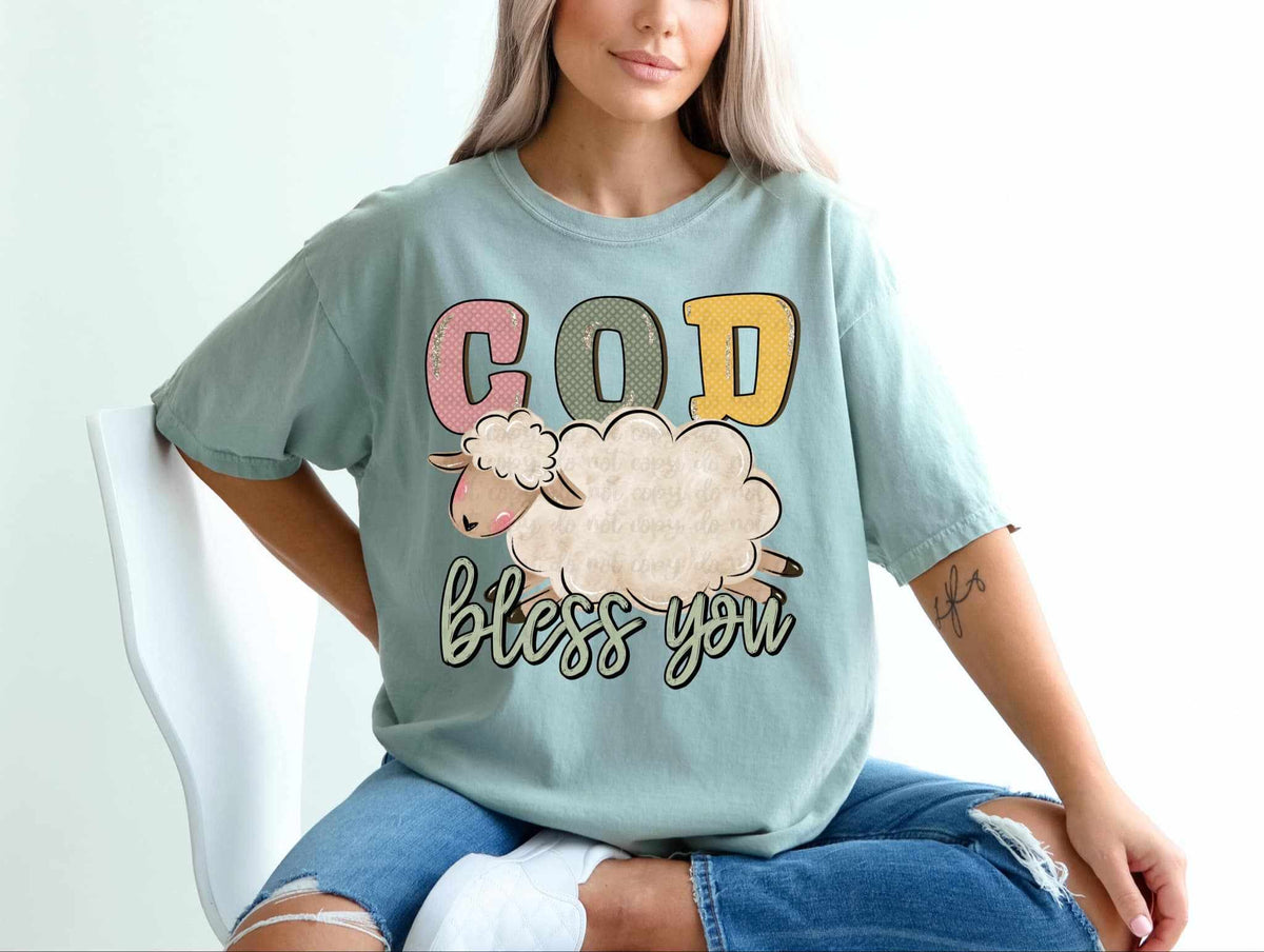 God bless you sheep 58819 DTF transfer