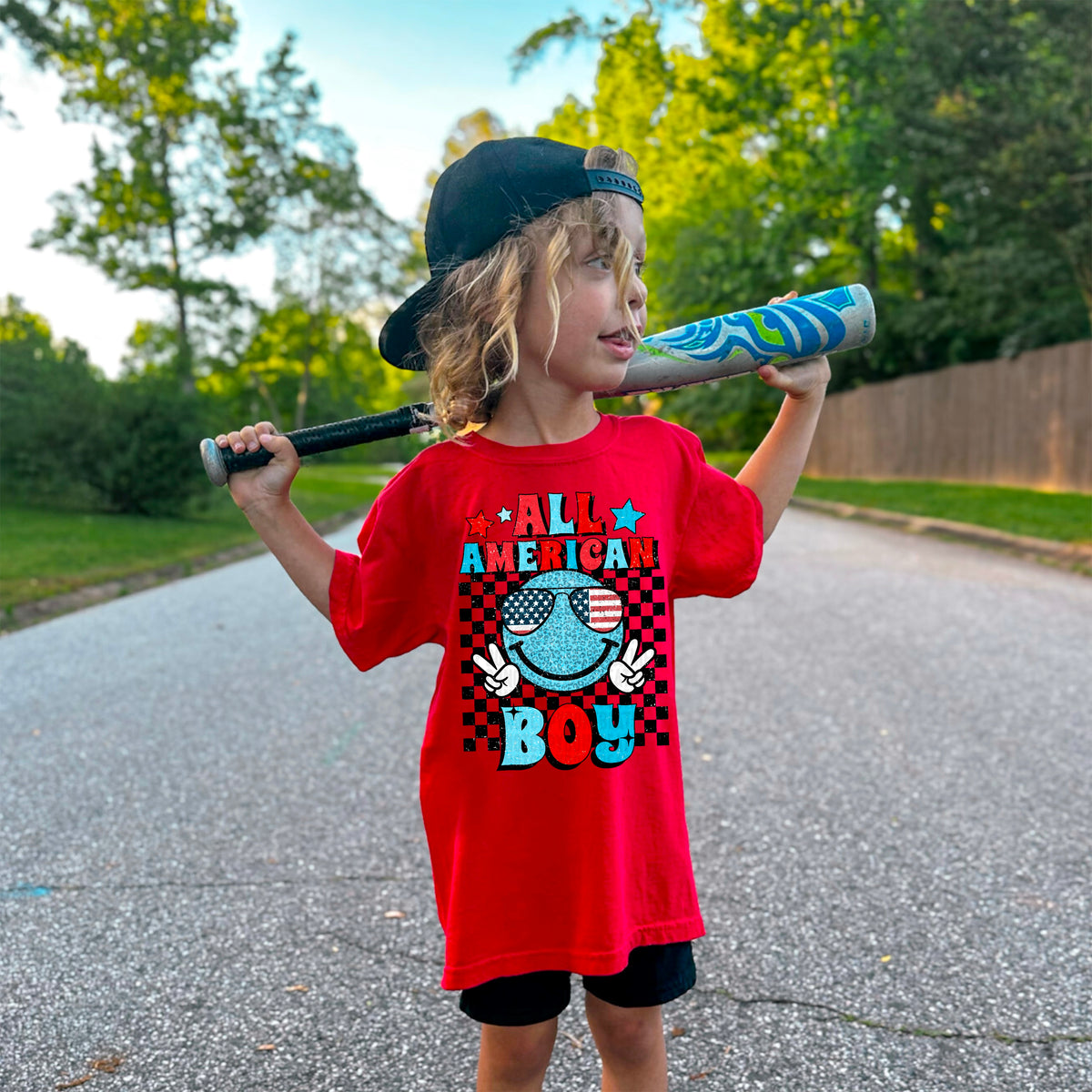 All American boy happy face 100168 DTF transfer