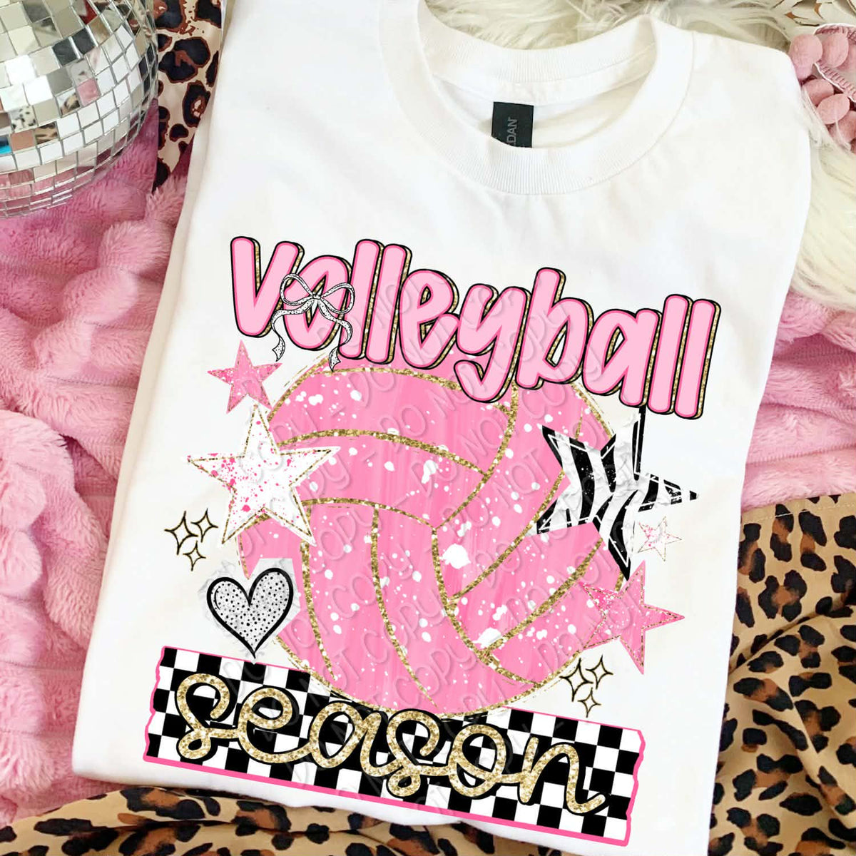 Volleyball season pink with stars (DWS) DTF Transfer