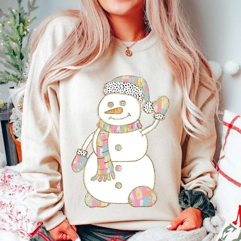 Snowman brushstroke winter wear  62223 DTF transfer