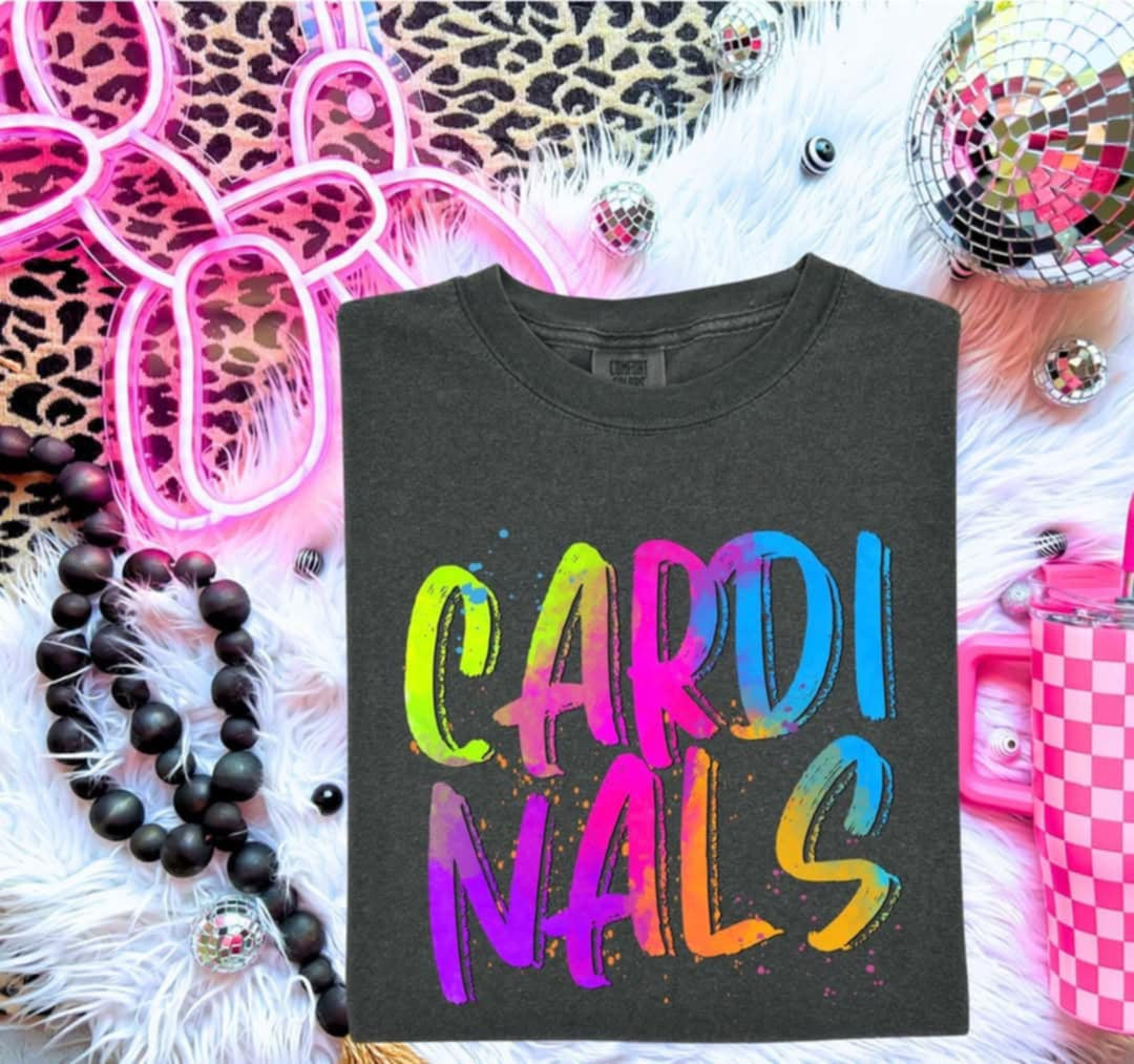 Cardinals Neon Splatter (S&G) 99999 DTF transfer
