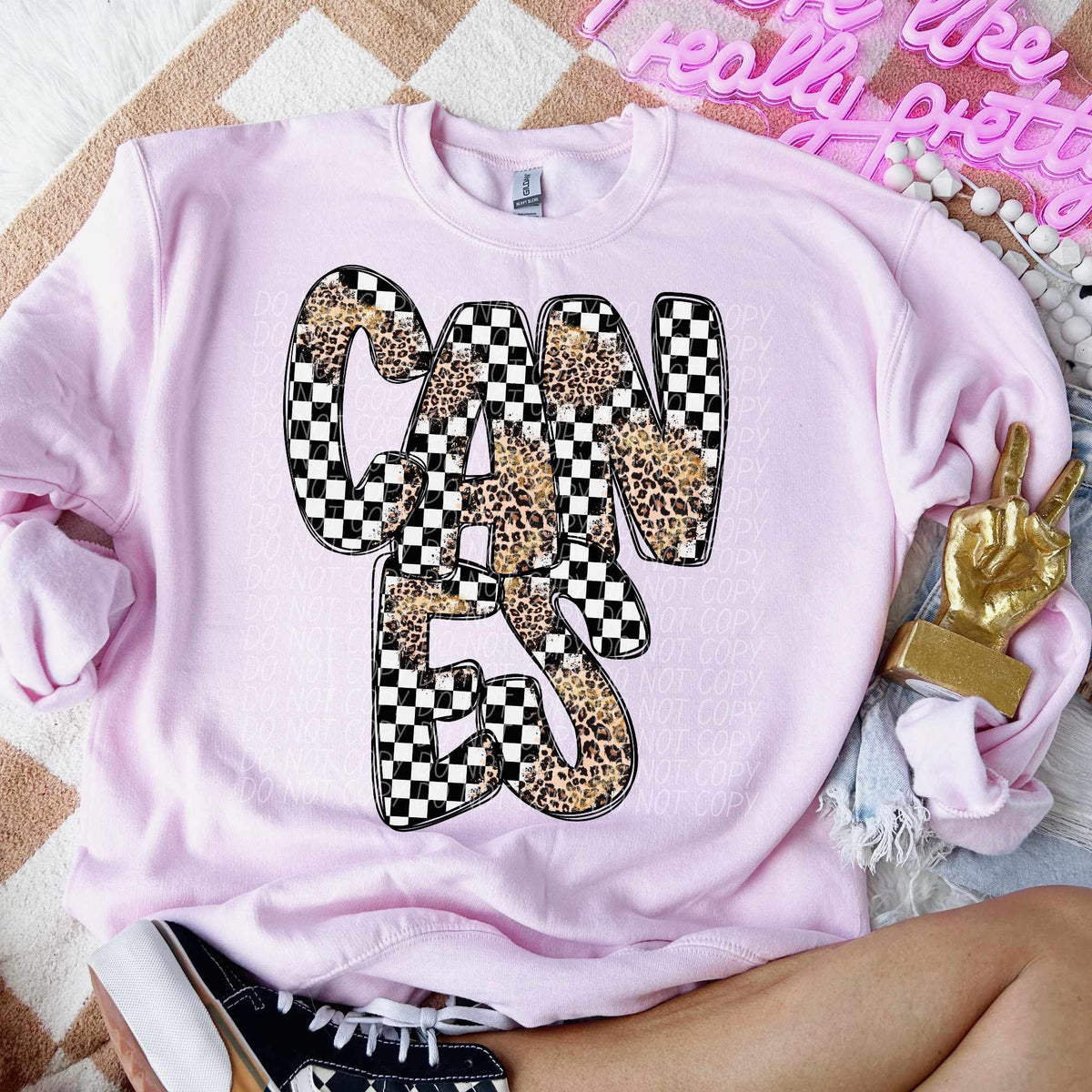 Canes checkered leopard filled (CITY) 53205 DTF transfer