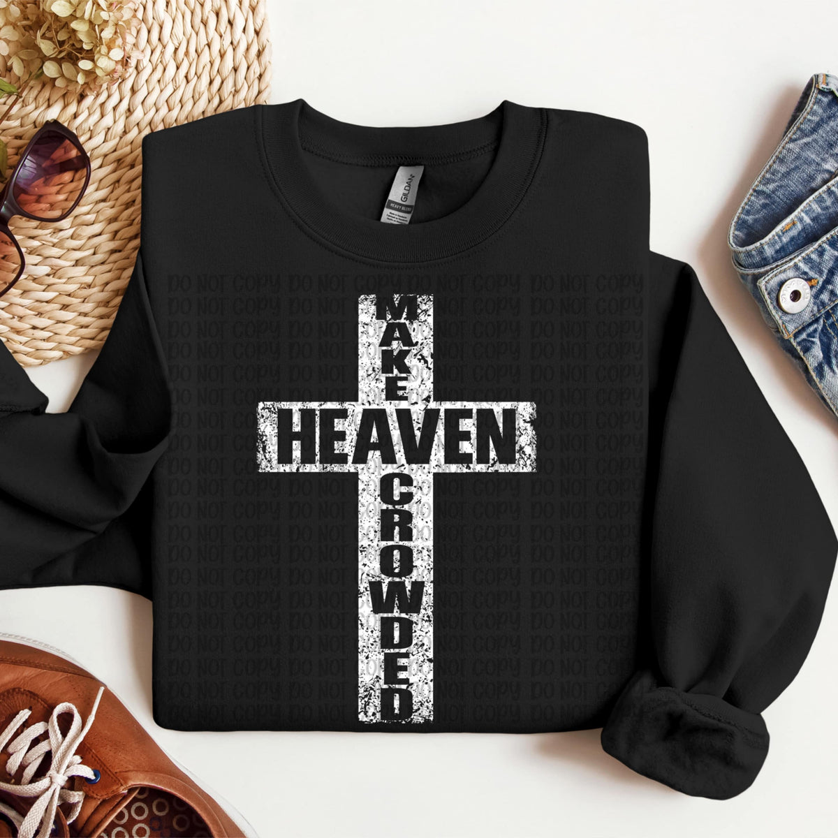 Make Heaven Crowded Cross WHITE (VP) DTF Transfer