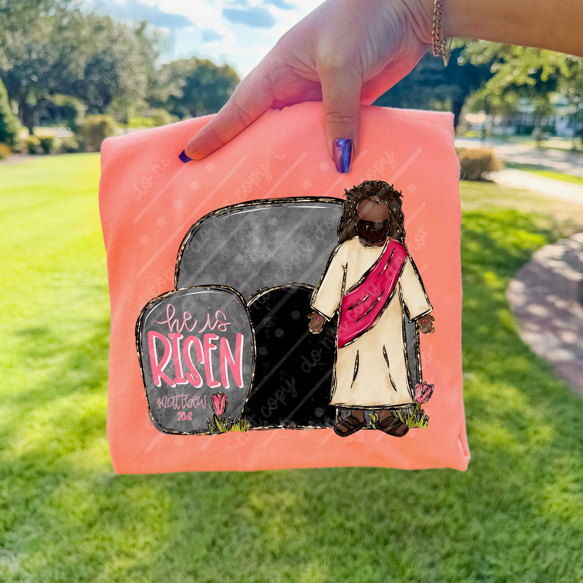 He is risen tomb (darker skin tone) (OHDD) DTF transfer