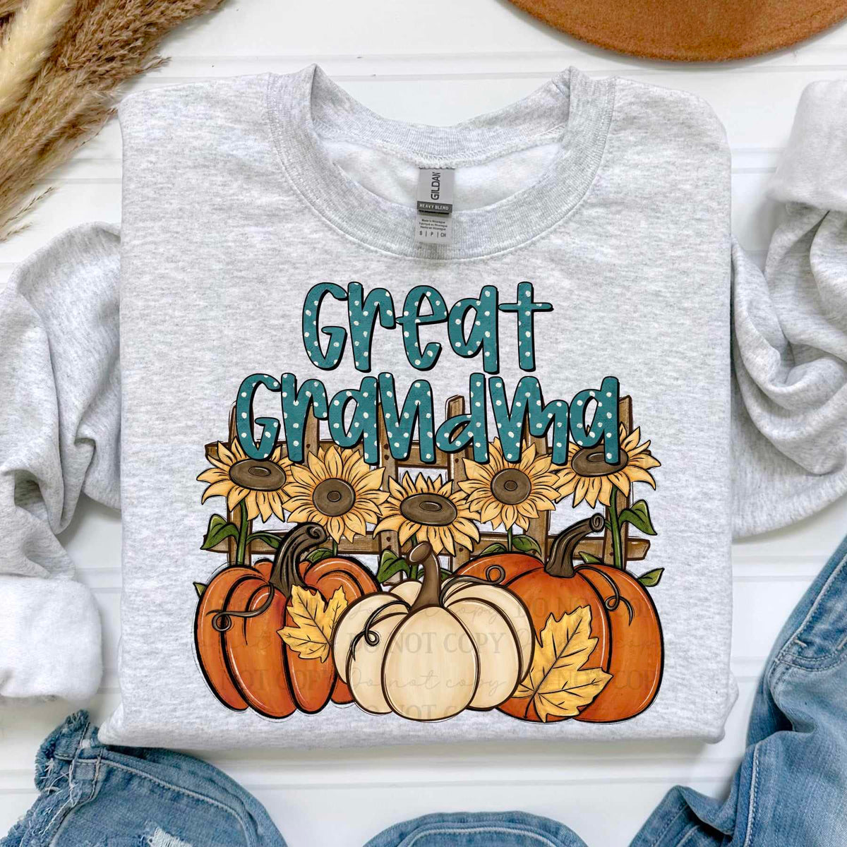 Great grandma sunflowers and pumpkins (ABD) 60764 DTF transfer