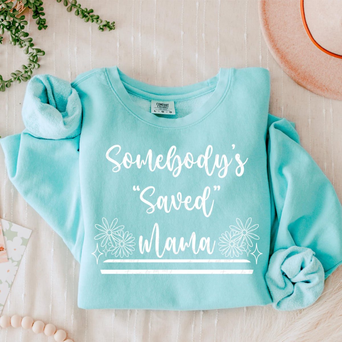 Somebody’s “saved” mama WHITE (VIRGO) 90666 DTF transfer