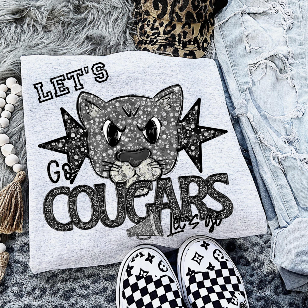 Let’s go cougars silver (VIRGO) 92525 DTF transfer