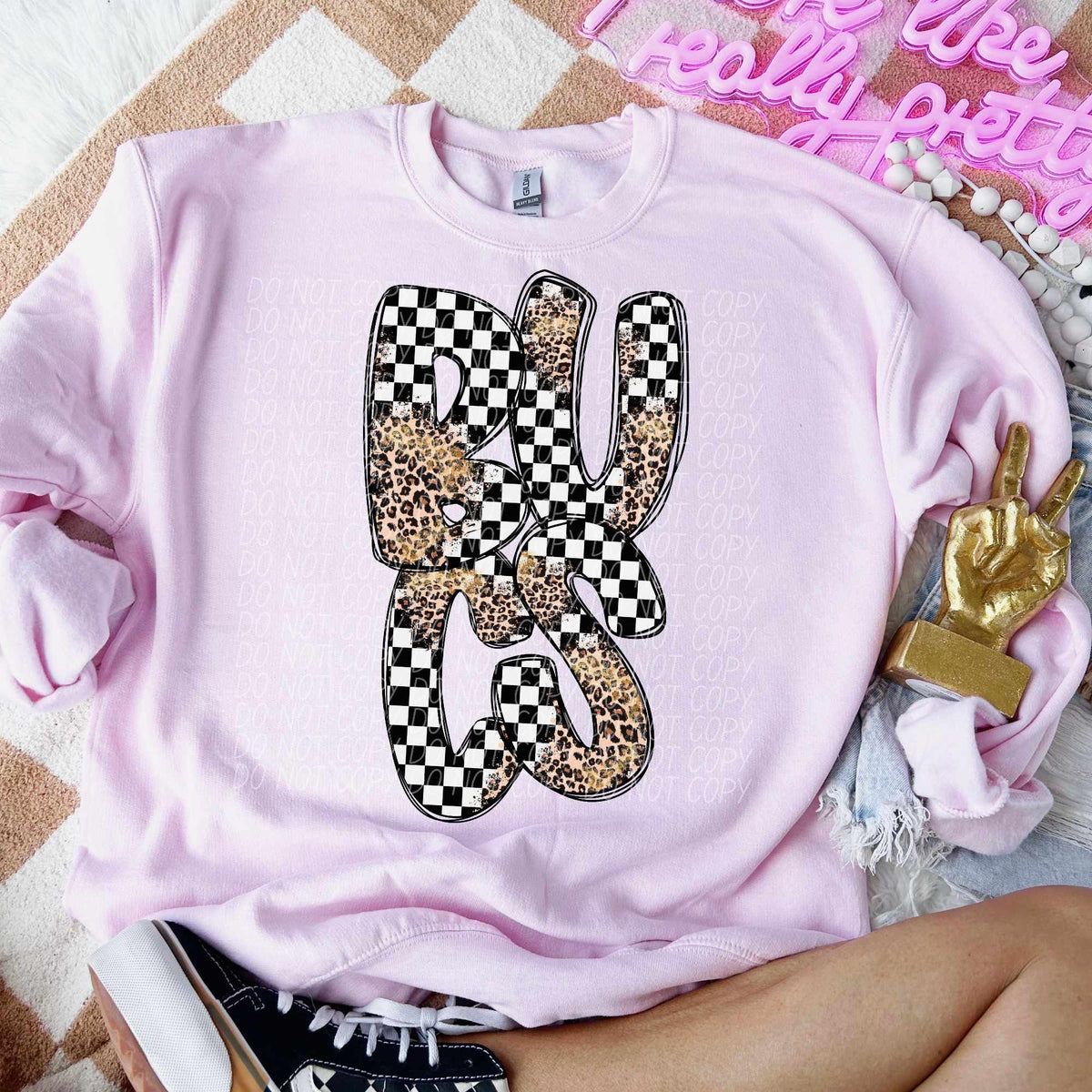 Bucs checkered leopard filled (CITY) 53109 DTF transfer