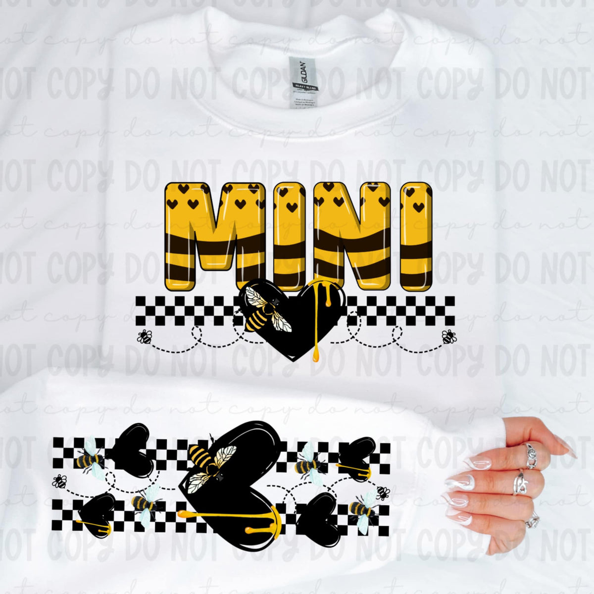Mini honey bee patterned FRONT (REVEL) 91256 DTF transfer