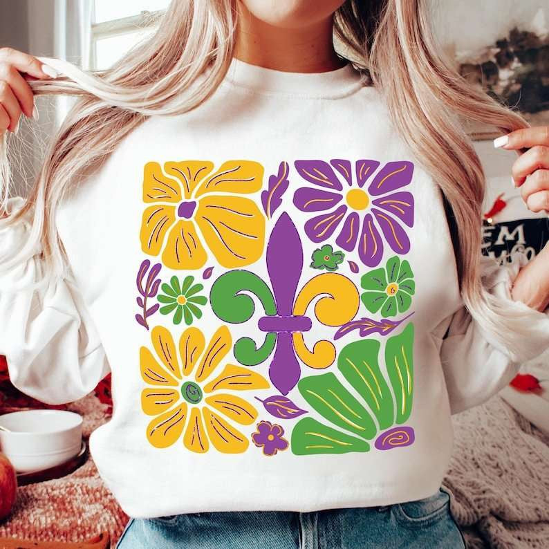 Mardi gras symbol florals  77680 DTF transfer