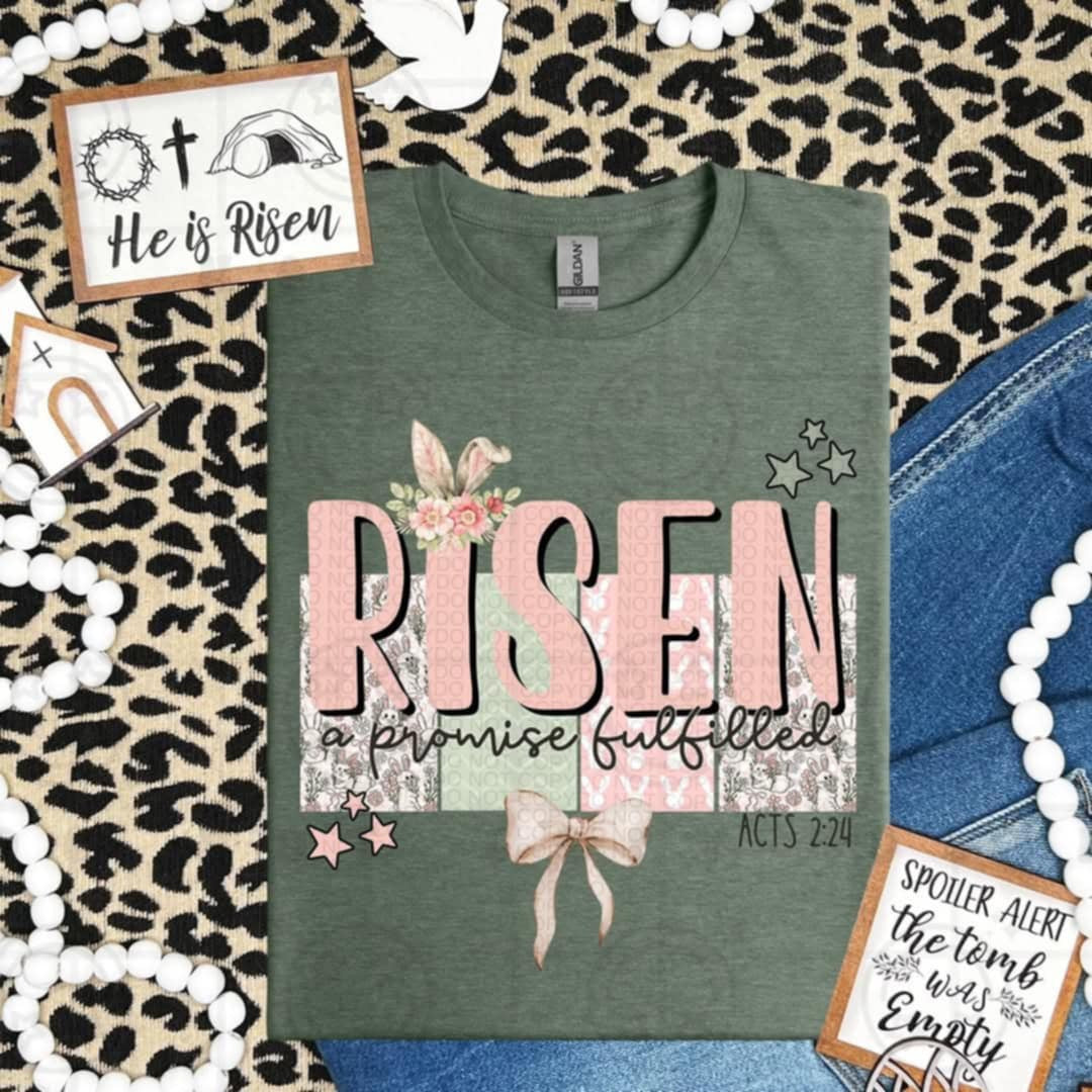 Risen a promised fulfilled (HW) 92675 DTF transfer