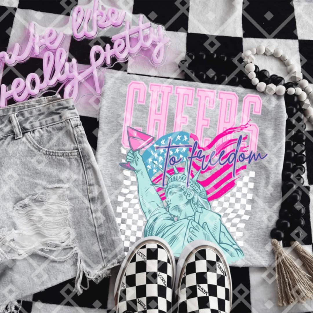 Cheers to freedom statue 106396 DTF transfer