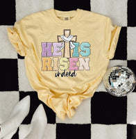 He is risen indeed colorful faux DTF transfer