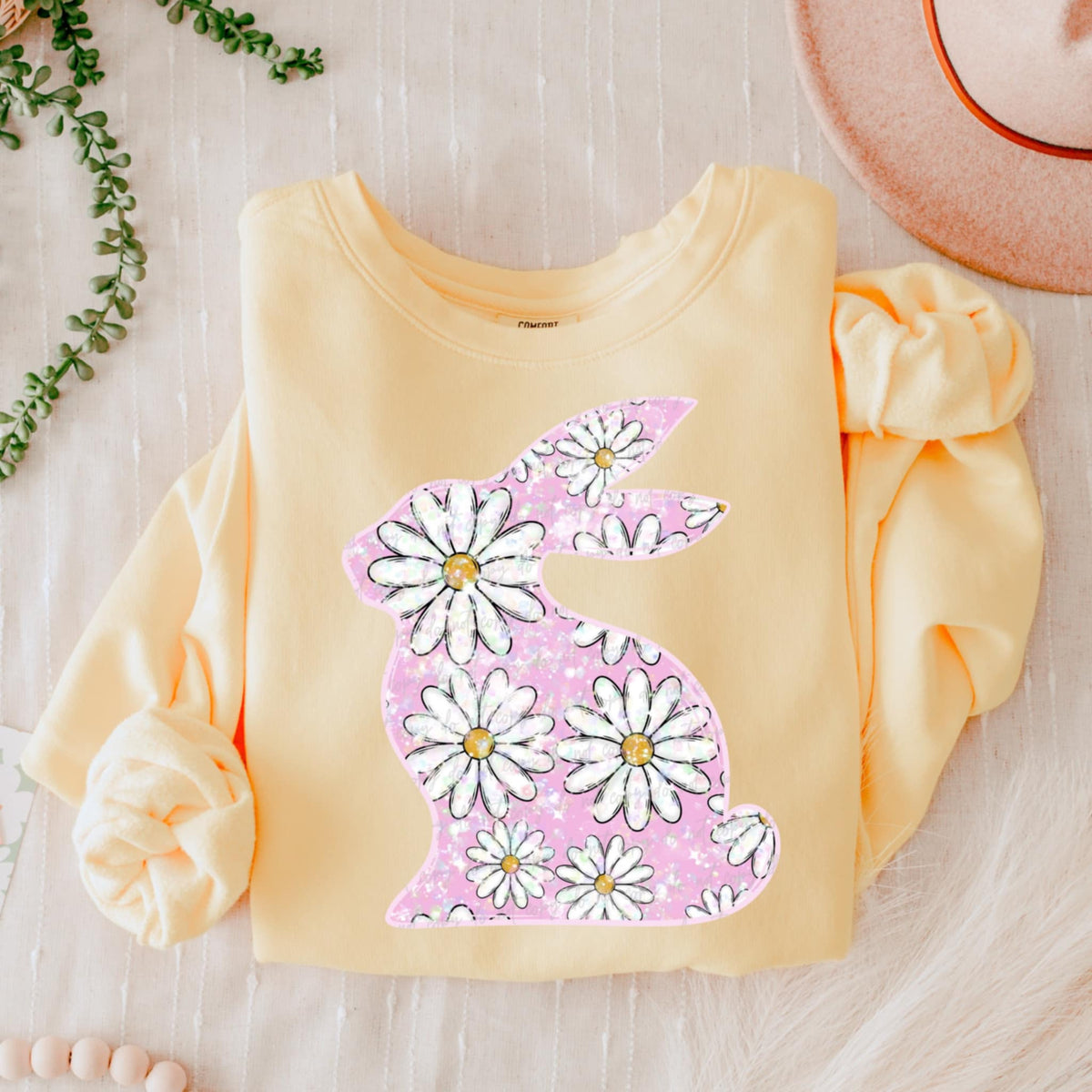 Pink floral bunny (VIRGO) 90635 DTF transfer