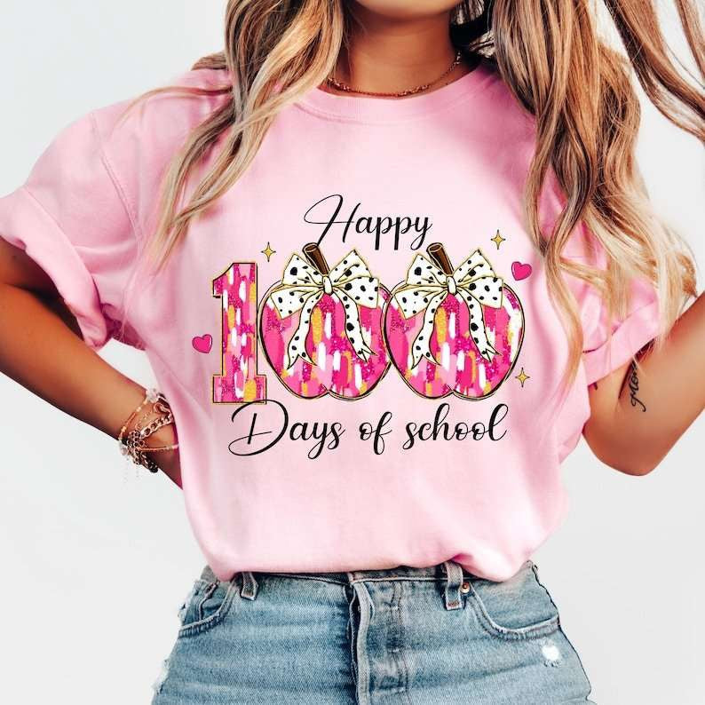 Happy 100 days of school brushstroke 100 77644 DTF transfer