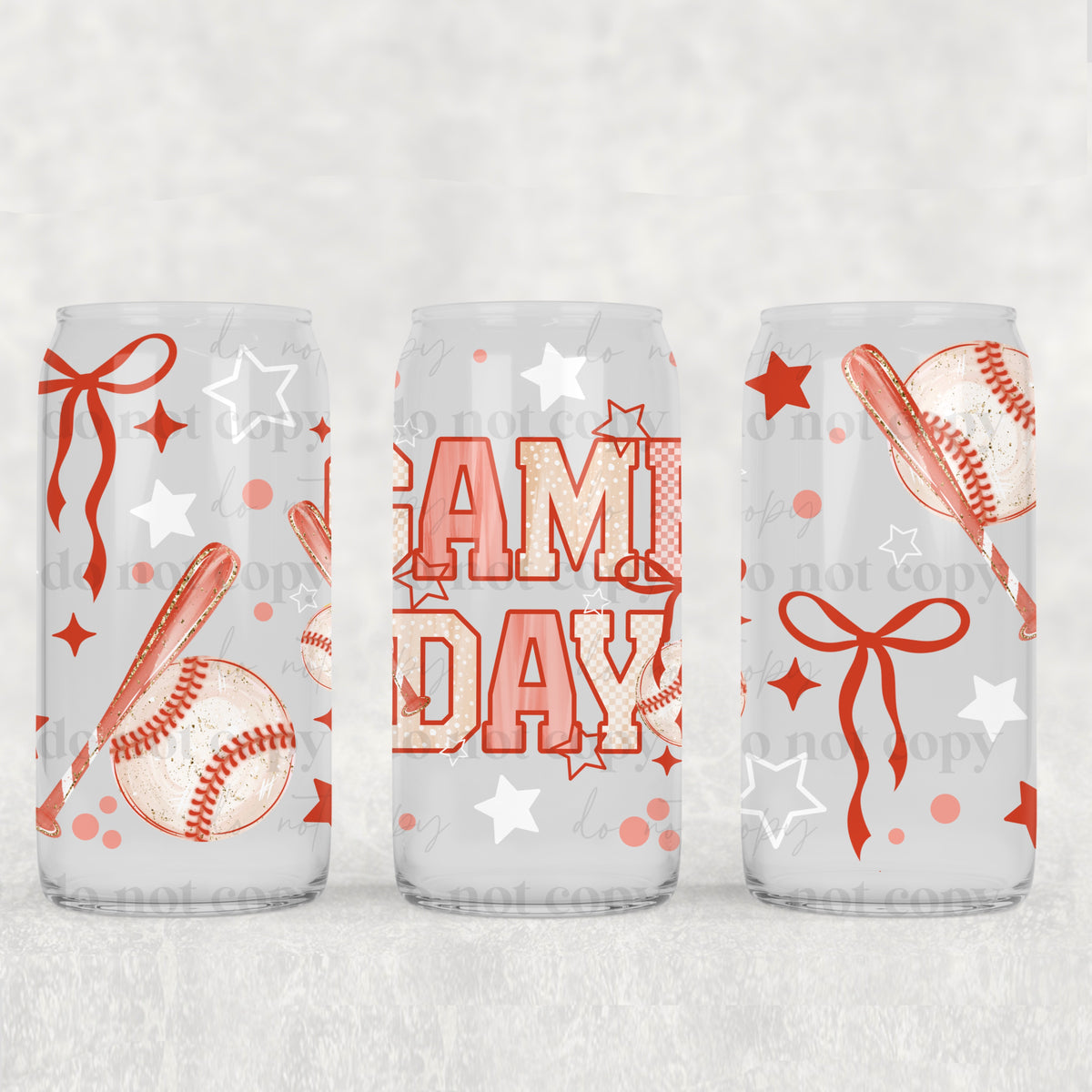 Game Day baseball bows (CSC) UV DTF WRAP