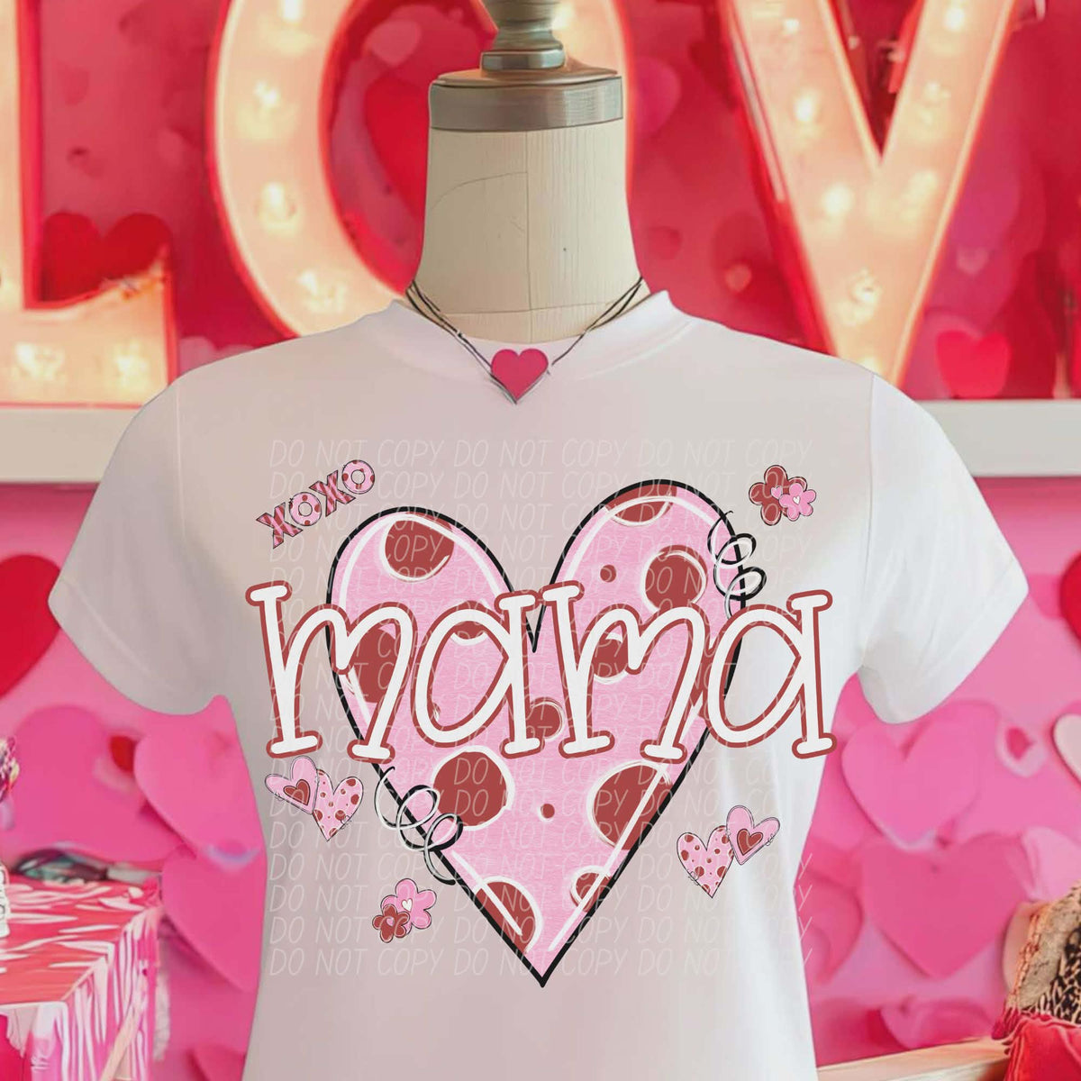 Mama polkadot heart (lowercase) (city) DTF transfer