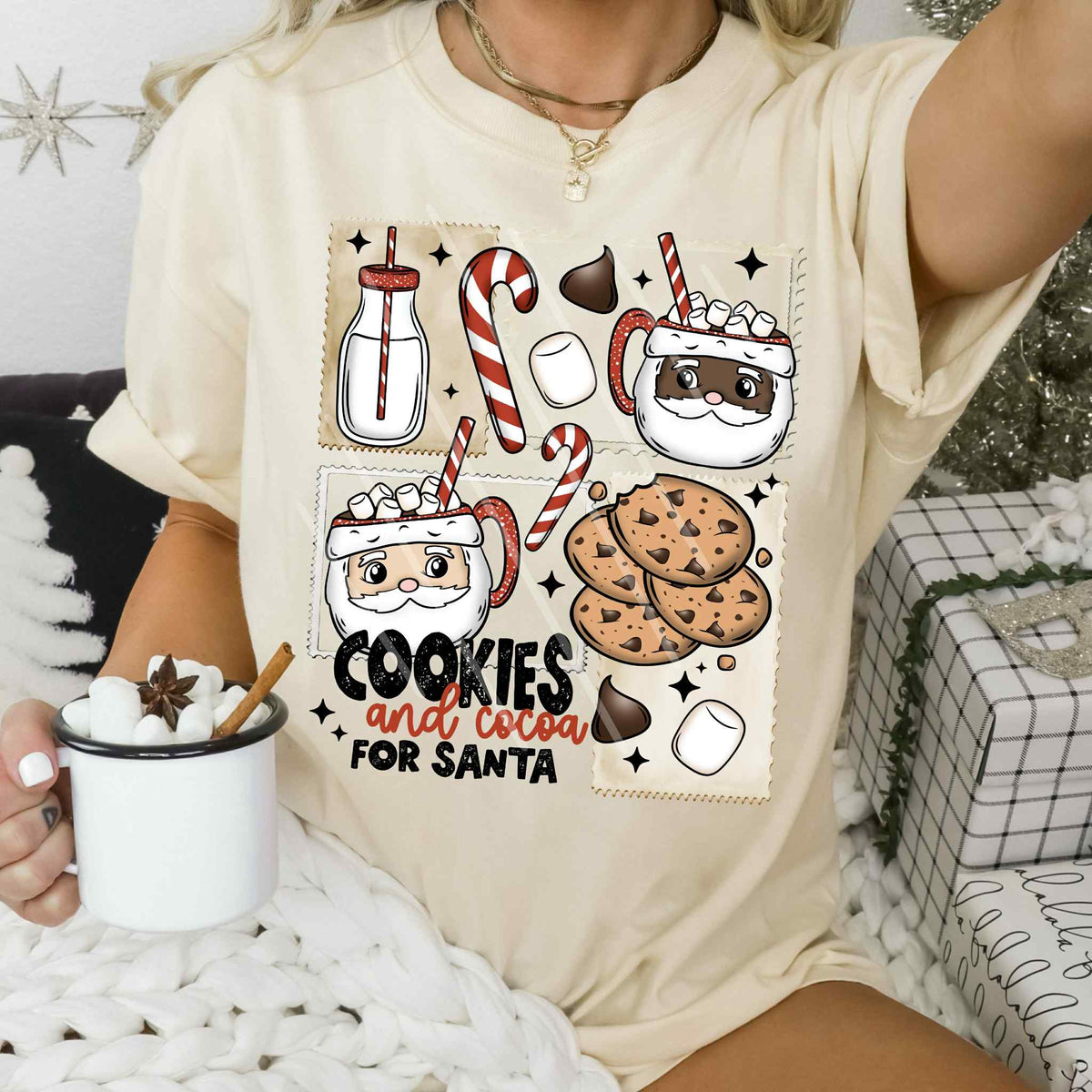 Cookies for Santa stamps exclusive DTF transfer