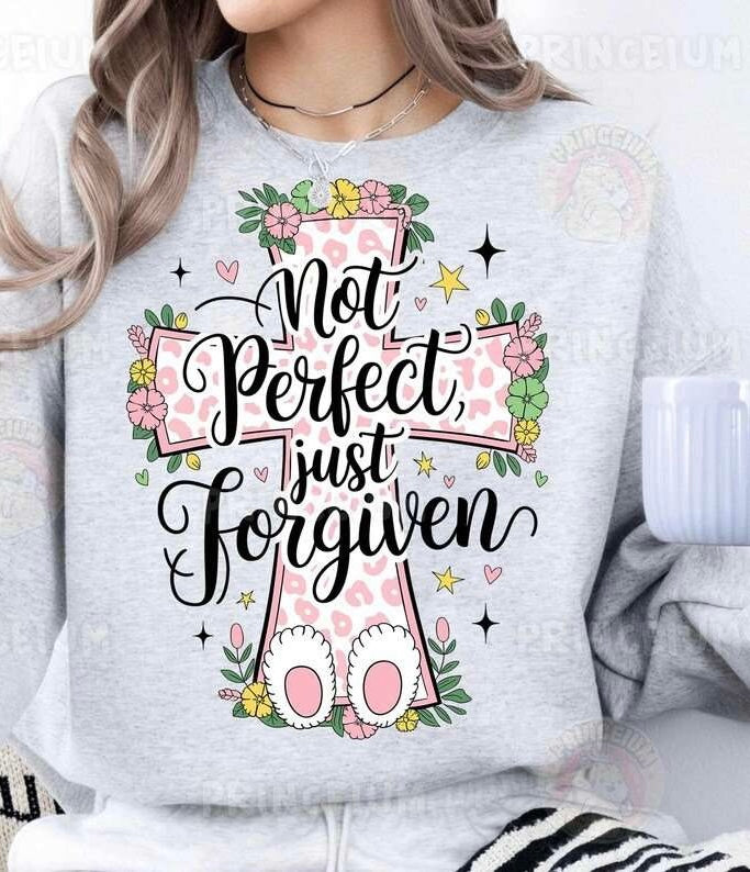 Not perfect just forgiven pink leopard cross 84361 DTF transfer