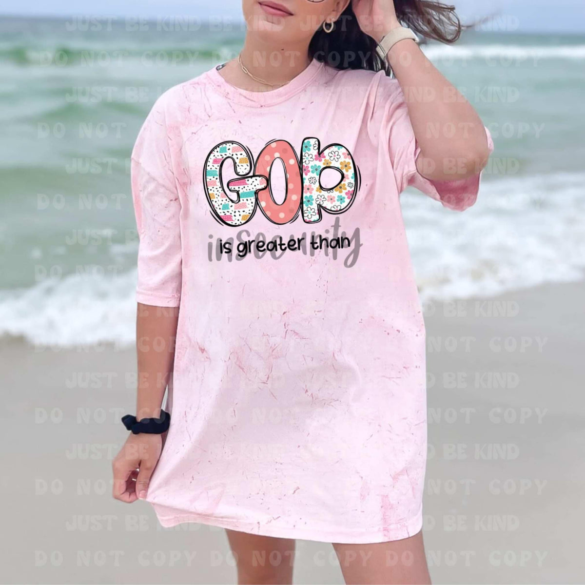 God is greater than insecurity color and black (VLB) 87409 DTF transfer